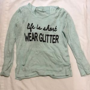 Girl’s Mint ‘Life is Short, Wear Glitter’ Hoodie